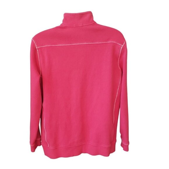 Tommy Bahama Mens Large Pink Relax Half Zip Mock Neck Cotton Pullover Sweatshirt - Picture 5 of 12